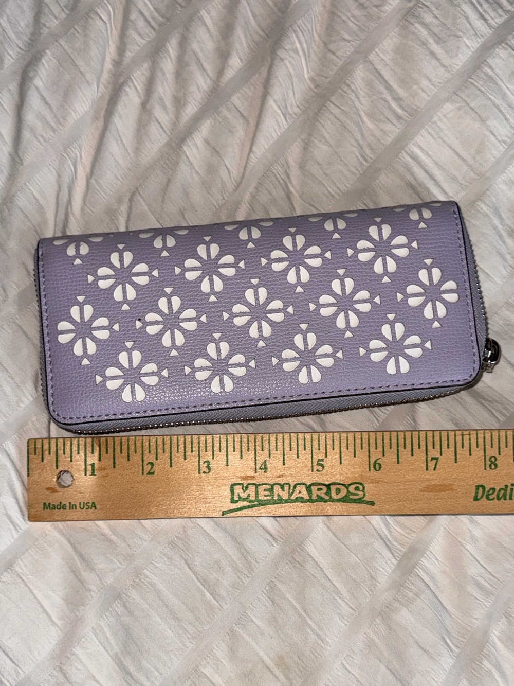 Kate spade perforated slim continental wallet frozen lilac purple lavender